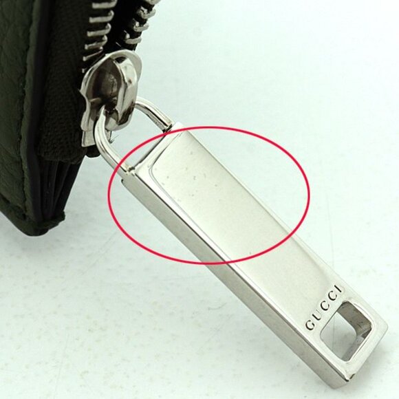 Gucci Logo Zip Card Case Leather Khaki - Picture 5 of 6